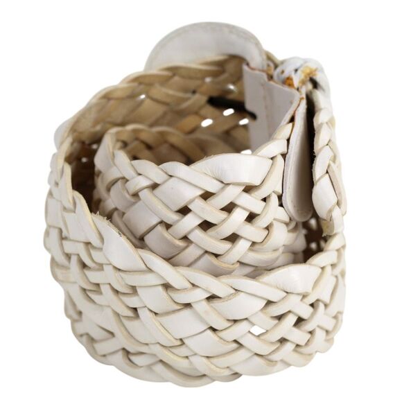 Turkey BRAIDED WHITE GENUINE LEATHER 1 3/4"Wd DRESS CASUAL BELT Size M (F78 - Picture 4 of 11
